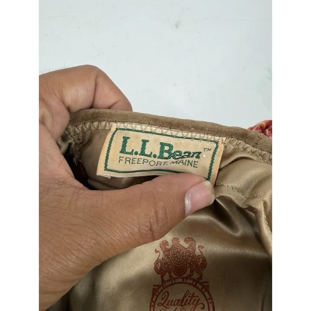 Vintage L.L. Bean Leather Newsboy Hat Cap Union Made USA Cabbie sz Large Tan